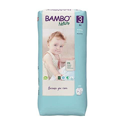 Bambo Pañales Ecologicos Deshechables Midi T3 5M, Multicolor, Tall Pack of 52 Nappies