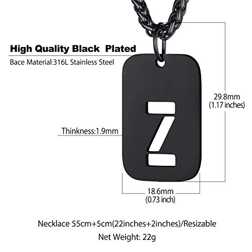 bandmax Unisex Collar Militar con Letra Z Nombre en Chapa Identificativa para Hombres Mujeres Acero Negro