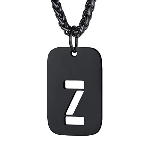 bandmax Unisex Collar Militar con Letra Z Nombre en Chapa Identificativa para Hombres Mujeres Acero Negro