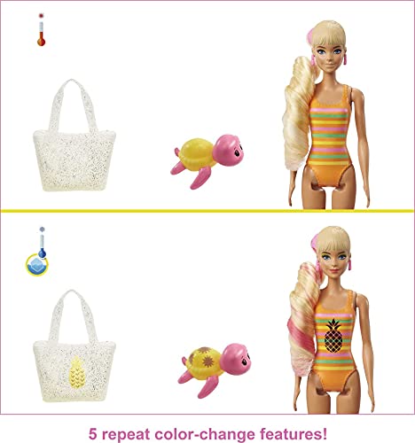 Barbie Color Reveal con espuma Piña, muñeca sorpresa con vestido y accesorios de moda de verano de juguete (Mattel GTN17)