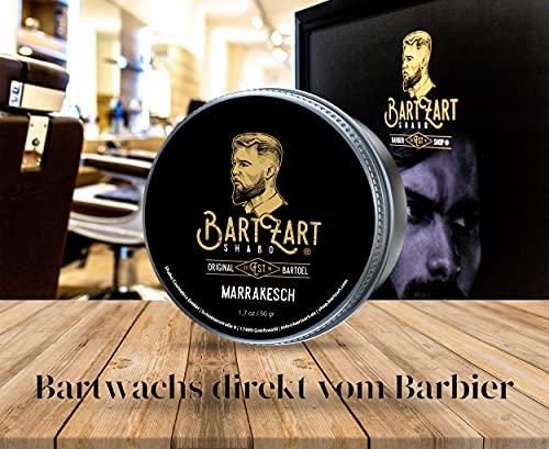 BartZart Shabo cera para barba con madera de cedro I 50g bálsamo para barba para hombres I Bálsamo para barba con aceite de argán para un crecimiento saludable I directamente del peluquero