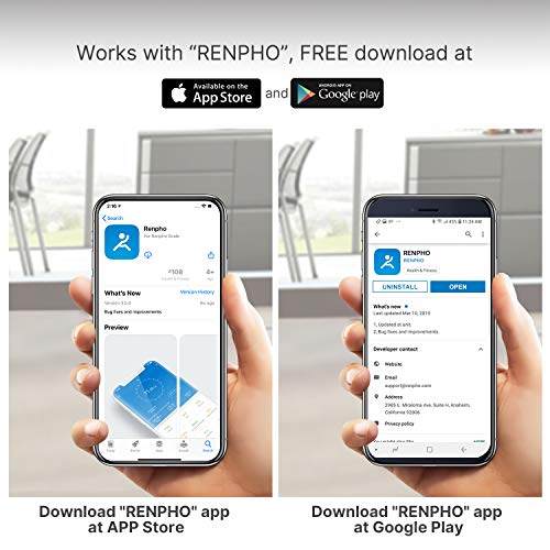Bascula de Baño Digital Grasa Corporal, RENPHO Balanza Bluetooth Inteligente con App, Bascula Electrónica con Análisis Corporal, 13 Mediciónes de Peso IMC Visceral e Muscular, Negro