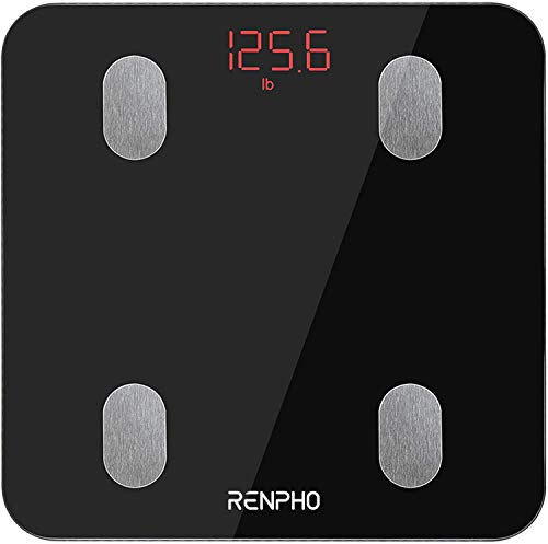 Bascula de Baño Digital Grasa Corporal, RENPHO Balanza Bluetooth Inteligente con App, Bascula Electrónica con Análisis Corporal, 13 Mediciónes de Peso IMC Visceral e Muscular, Negro