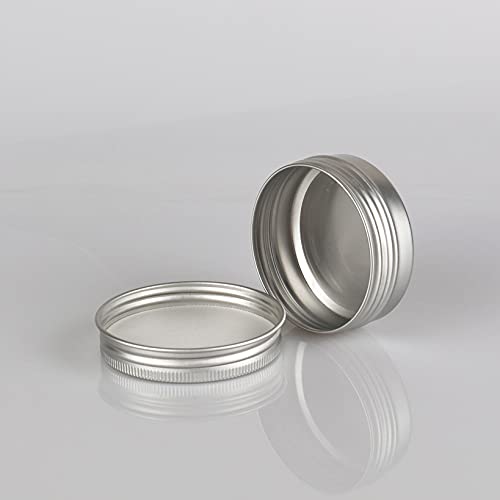 BasicPacking 24 Piezas Pequeño Tarros de Aluminio 40ml Vacío Plata Bote de Aluminio con Tapa Rosca Latas de Aluminio Envase Cosmético Redondo para Cremas Vela con 24 Piezas 40mm Etiquetas