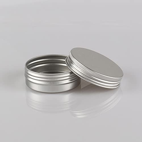 BasicPacking 24 Piezas Pequeño Tarros de Aluminio 40ml Vacío Plata Bote de Aluminio con Tapa Rosca Latas de Aluminio Envase Cosmético Redondo para Cremas Vela con 24 Piezas 40mm Etiquetas