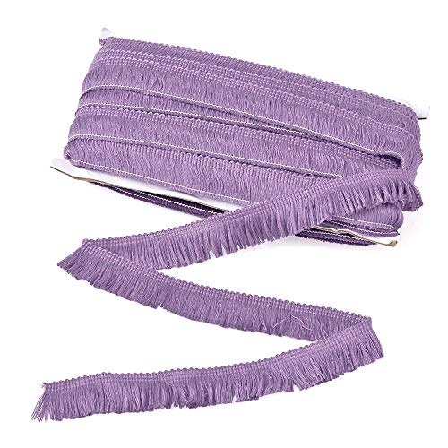 Beadthoven 25 mm de ancho borla, ribete de encaje de fibra de 2,5 cm de ancho, cinta bordada de costura Morado claro para cortinas de boda, vestido latino, lámpara de lámpara, decoración del hogar,