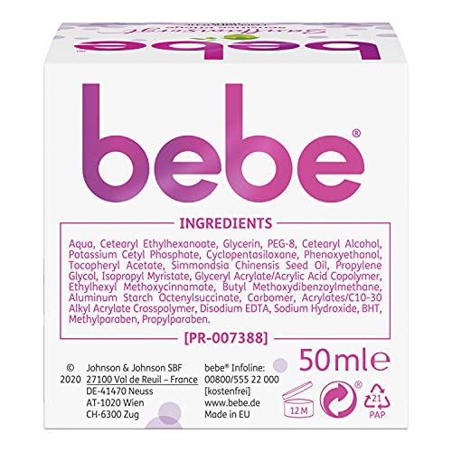 Bebe Sensitive Cuidado/beruhig Extremo Crema Hidratante para Piel Sensible con jojobaöl, 50 ml