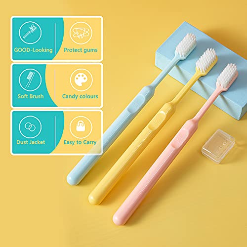 bebelife 6 cepillos de dientes PCE adultos cepillos de dientes manuales suaves medio extra limpio cepillo de dientes para dientes sensibles mujeres embarazadas niños mayores