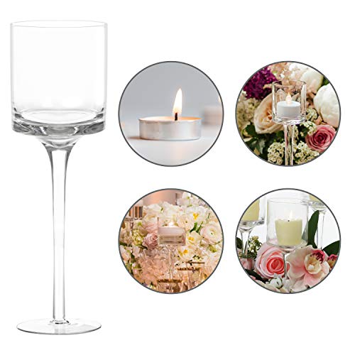 Belle Vous Pack de 3 Portavelas Cristal para Velas de Té (3 Tamaños Diferentes) Porta Velas Decorativas Altos Elegantes para Bodas, Decor del Hogar, Fiestas, Centros de Mesa y Regalos