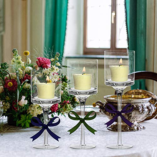 Belle Vous Pack de 3 Portavelas Cristal para Velas de Té (3 Tamaños Diferentes) Porta Velas Decorativas Altos Elegantes para Bodas, Decor del Hogar, Fiestas, Centros de Mesa y Regalos