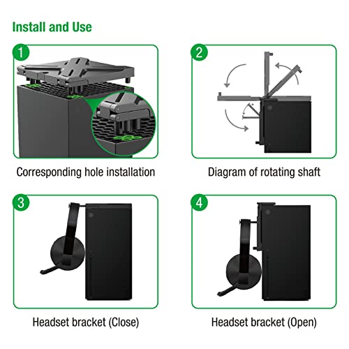 Benazcap Funda Protectora Antipolvo para Xbox Series X con 3 Filtros Antipolvo, Funda Antipolvo Ajustable Multifunción con Soporte para Auriculares,Negro