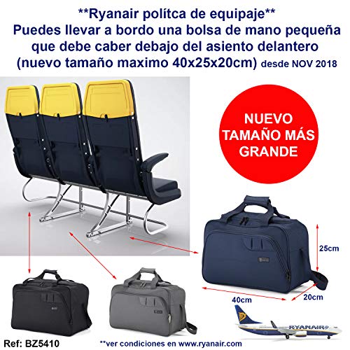 Benzi Bolsa de Viaje Gris 40 x 25 x 20 cm BZ5410 Tamaño Equipaje de Mano Ryanair (Gris)