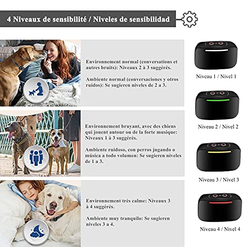 Beoankit Collar Antiladridos para Perros con Control Inteligente de los Ladridos, Sonido y Vibración Efectiva con 4 Niveles de Sensibilidad Ajustable con Indicador LED, Recargable y Resistente al Agua