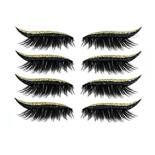 Berrywho Eyeliner Pegatinas de pestañas Reutilizable Impermeable Stick en Eyeliner Sombra de Ojos Maquillaje Negro