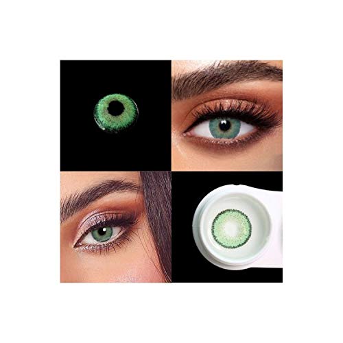 BIO-ESSENCE Pack Lentillas de Hidrogel blandas 1 par Lentes de contacto color verde sin graduación. Duración: 12 meses. Con estuche y 10ml de solución (VERDE MAGICO)