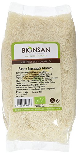 Bionsan Arroz Basmati Blanco Ecológico - 3 Paquetes de 1000 gr - Total: 3000 gr