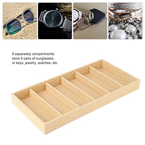 【𝐁𝐥𝐚𝐜𝐤 𝐅𝐫𝐢𝐝𝐚𝒚】 Caja de presentación de Gafas de Sol, 6 Rejillas Bandeja de exhibición de joyería Organizador de Almacenamiento para anteojos Gafas Llaves Relojes Suministros de artesanía