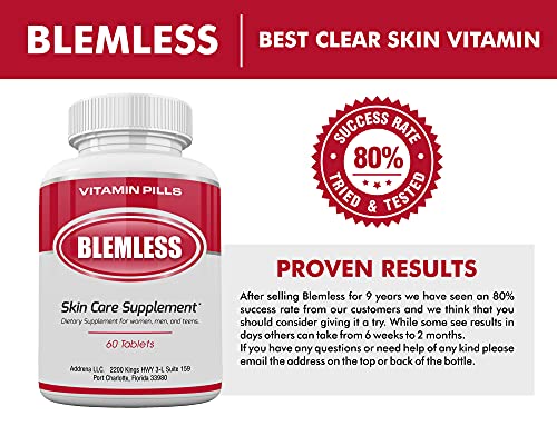 Blemless Suplementos Para La Piel Transparente Sin Imperfecciones| Pastillas de VItaminas Para Mujeres y Hombres Que Pueden Ayudar en algunos puntos y manchas 60CT