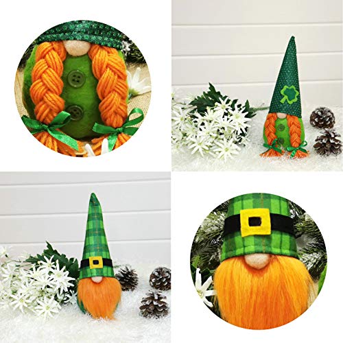 Bohaluo Juego de 2 gnomos irlandeses San Patricio, regalos del día de San Patricio, duende nórdico, sueco, primavera y marzo, gnomo, felpa, hecho a mano, escandinavo, tomte elfo enano para el hogar