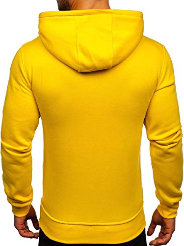 BOLF Hombre Sudadera Cerrada con Capucha Pulóver de algodón Blusa Hoodie Jersey Estilo Deportivo 2009-69 Amarillo M [1A1]