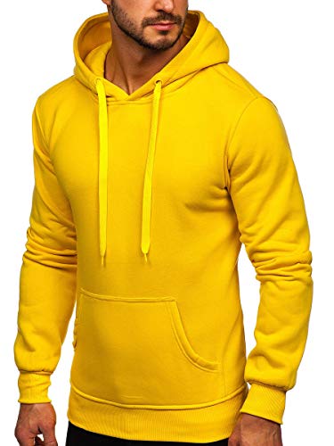 BOLF Hombre Sudadera Cerrada con Capucha Pulóver de algodón Blusa Hoodie Jersey Estilo Deportivo 2009-69 Amarillo M [1A1]