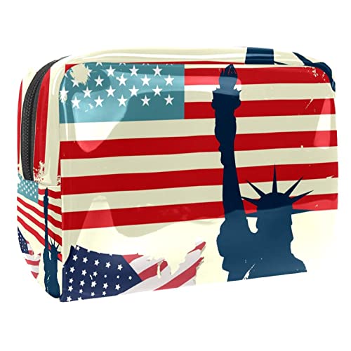 Bolsa De Maquillaje Bandera De Estados Unidos Retro Bolsa De Almacenamiento De Maquillaje Bolsa De Viaje Maquillaje Cosmético Bolsa Multifuncional Para Viaje 18.5x7.5x13cm