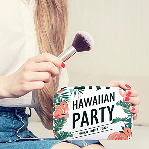 Bolsa de Maquillaje de Viaje cosméticos pequeñas para Mujer Cremallera portátil de Gran capacidadHawaii Un Partido Poster Pájaros Tropicales para el Uso Diario del Bolso