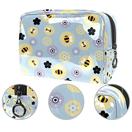 Bolsa de maquillaje para mujeres, niñas, hombres, abejas y flores