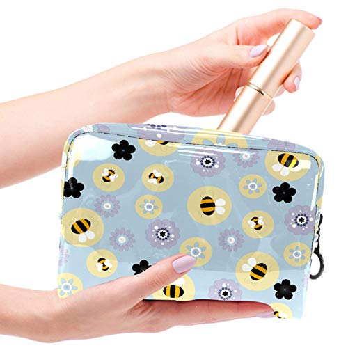 Bolsa de maquillaje para mujeres, niñas, hombres, abejas y flores