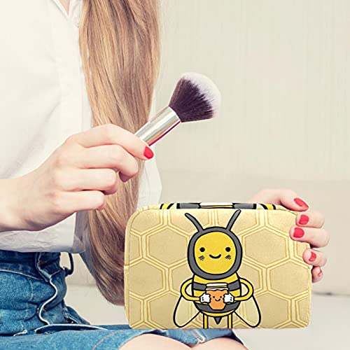 Bolsa de maquillaje portátil de viaje grande para cosméticos, neceser, maquillaje, afeitadora, para hombres, mujeres y niñas, animales de abeja