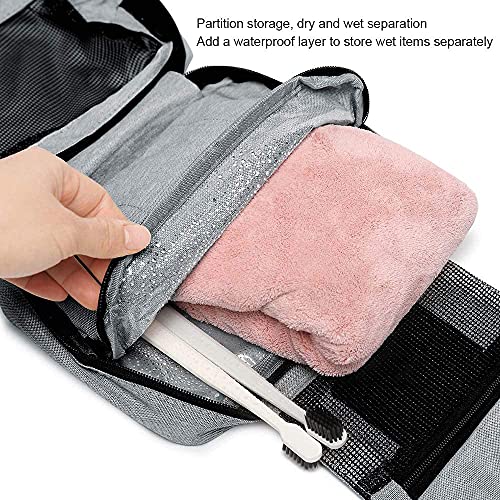 Bolsa de Viaje Bolsa de Aseo con Gancho para Colgar, Bolsa de Lavado de Bolsa de cosméticos Repelente al Agua (Grey)