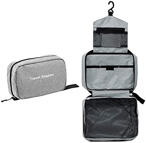 Bolsa de Viaje Bolsa de Aseo con Gancho para Colgar, Bolsa de Lavado de Bolsa de cosméticos Repelente al Agua (Grey)