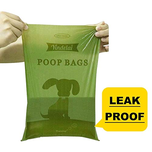 Bolsas Caca Perro Biodegradable 390 Bolsas (26 Rollos) - Bolsas Perro Caca con 1 Gratis Dispensador, Prueba de Fugas y Fragante Bolsas para Caca de Perro