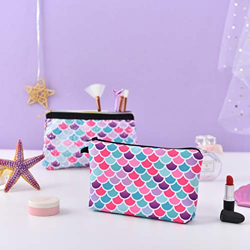 Bolsas de Aseo para Chica - Estuches de Maquillaje Bolsas de Maquillaje de Viaje Impermeable Escama de Sirena Estuches Escolares Bolsa Pochette para Cosméticos Neceseres de Viaje