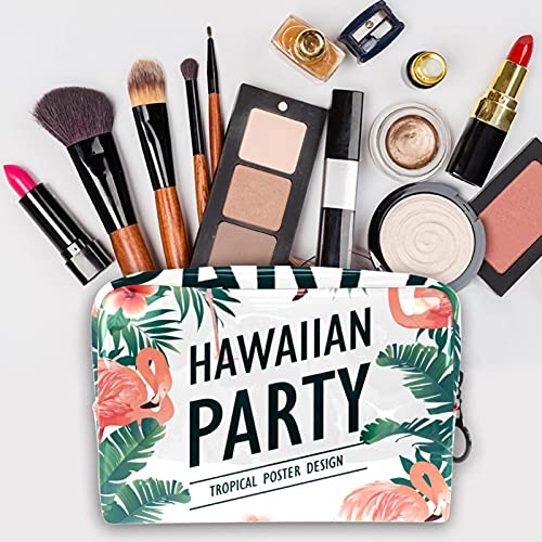 Bolso Grande del Maquillaje de Las Mujeres, Impermeable del Neceser del Almacenamiento Hawaii Un Partido Poster Pájaros Tropicales para Viajes, Organizadora de cosméticos