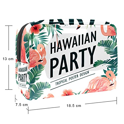 Bolso Grande del Maquillaje de Las Mujeres, Impermeable del Neceser del Almacenamiento Hawaii Un Partido Poster Pájaros Tropicales para Viajes, Organizadora de cosméticos