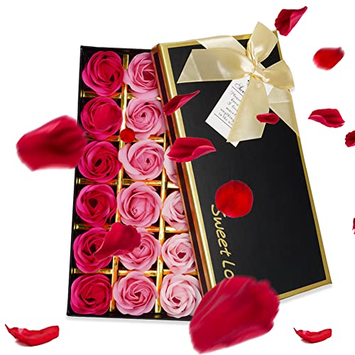 BONHHC Rosas artificiales, aroma de rosas, forma bonita, degradado, ramo de rosas para decoración de boda (18 unidades, rosa)