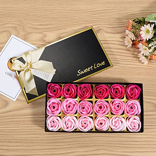 BONHHC Rosas artificiales, aroma de rosas, forma bonita, degradado, ramo de rosas para decoración de boda (18 unidades, rosa)