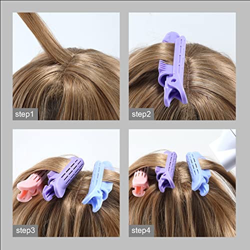 Boobeen 4 Pcs Raíz de pelo Clips Naturalmente esponjoso Voluminizador Pinzas para enrollar el cabello Herramienta de peinado - Volumen de autoagarre DIY Wave Pinza de raíz de pelo Fluffy Rollers Clips