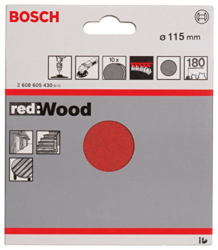 Bosch 2 608 605 430 - Juego de hojas lijadoras, 10 piezas - 115 mm, 180 (pack de 10)