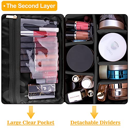 BQTQ Neceser Maquillaje Grande Bolsa de Maquillaje de Viaje Portátil Bolsa de Cosméticos para Mujer, Negro