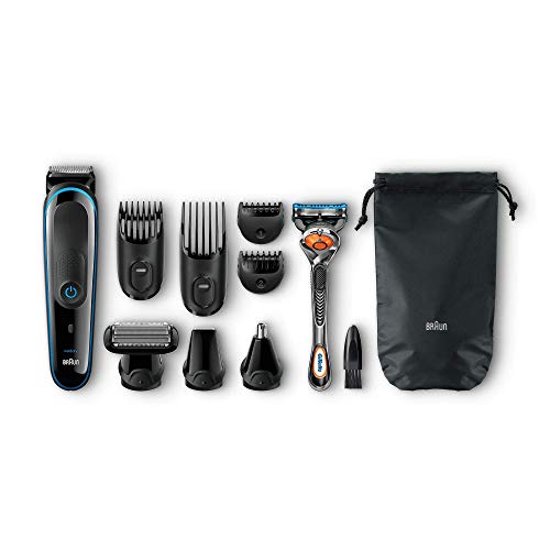 Braun MGK3080 - Set de afeitado multifunción 9 en 1, depiladora masculina, recortadora de barba, cortapelos profesional hombre, negro