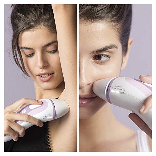 Braun Silk-expert Pro 3 Depiladora Mujer Luz Pulsada IPL con Cabezal de Precisión y Maquinilla de Afeitar Venus, Alternativa a la Depilación Láser en Casa, Unisex, Funda, PL 3111, Blanco/Lila