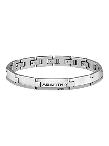 BREIL - Colección Abarth TJ3099 - Pulsera para Hombre - Pulsera de Acero Pulido y Cepillado para Hombre, con Acabado Arenado y Cierre de Joyería - Longitud Ajustable de 17 a 23,5 cm