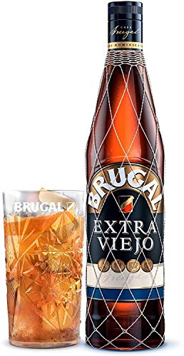 Brugal Extra Viejo Ron Dominicano y Estuche Vaso Alto, 700ml