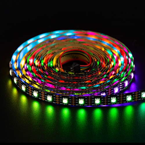 BTF-LIGHTING 16.5Ft 5M SK9822 (similar APA102C) 60 Pixels/Leds/m 300leds Non-waterproof Black PCB DATA and CLOCK seperately DC5V Individual Adressable Full Color