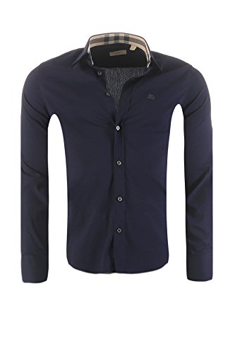 BURBERRY BRIT Camisa para Hombre de Corte Ajustado, Color:Negro, Tamaño:XL