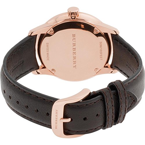 Burberry BU10012 - Reloj de esfera redonda con estampado a cuadros, 40 mm, color marrón y oro rosa