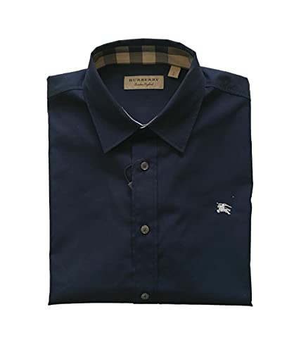 BURBERRY Camisa de manga larga de algodón para hombre, 4500589605, azul, turquesa, L