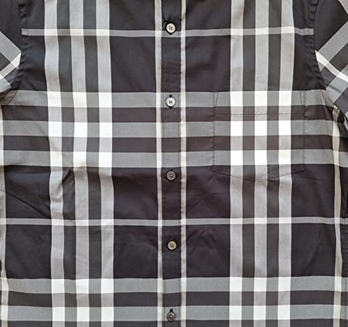 BURBERRY Camisa de manga larga de algodón para hombre 8004536 Check negro gris, Check Negro Gris, L